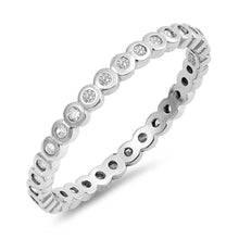 Load image into Gallery viewer, Sterling Silver Rhodium Plated Eternity Band Bezel Set Round Clear Cz Ring with Face Height of 2MM