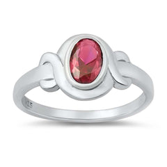 Sterling Silver 8MM Ruby CZ Baby Ring