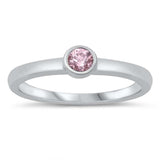 Sterling Silver Pink CZ Baby Ring