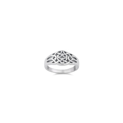 Sterling Silver Modish Trinity Celtic Knot Ring with Face Height of 10MM