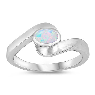 Sterling Silver Infinity White Lab Opal RingsAnd Face Height 10mmAnd Face Width 7mm