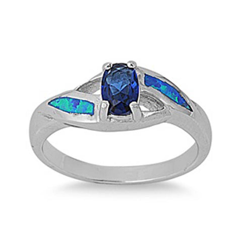 Sterling Silver Lab Opal Ring
