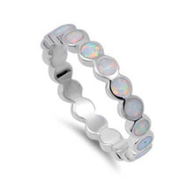 Load image into Gallery viewer, Sterling Silver Eternity Band with White Lab Opal Bezel Set RingAnd Face Height of 3MM
