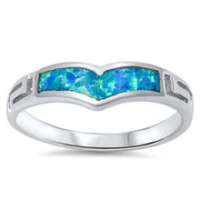 Load image into Gallery viewer, Sterling Silver Wave Blue Lab Opal RingsAnd Face Height 6mm