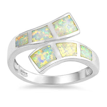 Load image into Gallery viewer, Sterling Silver Square Shaped Lab Opal Ring
