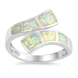 Sterling Silver Square Shaped Lab Opal Ring