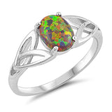 Sterling Silver Round Shaped Black Lab Opal Ring