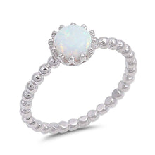 Load image into Gallery viewer, Sterling Silver Round White Lab Opal RingsAnd Face Height 8mm