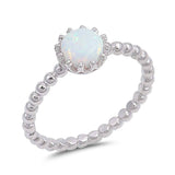 Sterling Silver Round White Lab Opal RingsAnd Face Height 8mm