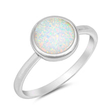 Load image into Gallery viewer, Sterling Silver Round White Lab Opal RingsAnd Face Height 10mm