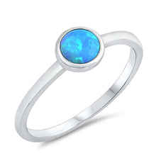 Load image into Gallery viewer, Sterling Silver Round Blue Lab Opal RingsAnd Face Height 7mm