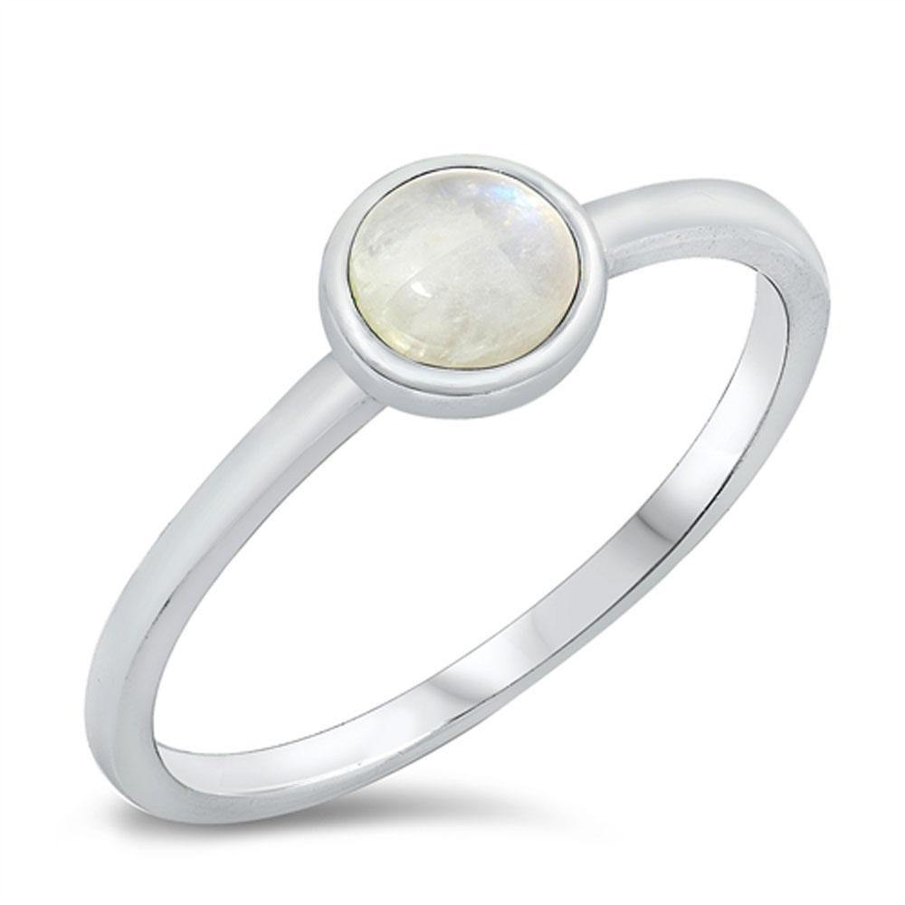 Sterling Silver Rhodium Plated Moonstone Lab Opal Ring - silverdepot