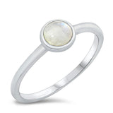 Sterling Silver Rhodium Plated Moonstone Lab Opal Ring