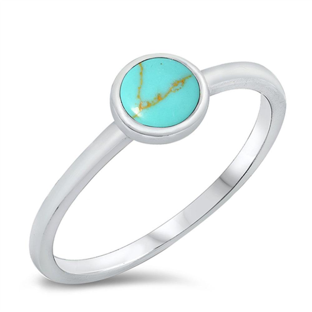 Sterling Silver Rhodium Plated Simulated Turquoise Lab Opal Ring - silverdepot