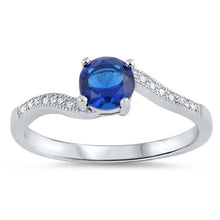 Load image into Gallery viewer, Sterling Silver Blue Sapphire Stone with Clear CZAnd Face Height of 6 mm