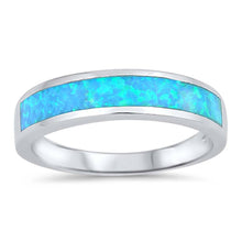 Load image into Gallery viewer, Sterling Silver Round Light Blue Lab Opal RingsAnd Face Height 5mm