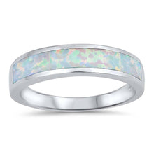 Load image into Gallery viewer, Sterling Silver Round White Lab Opal RingsAnd Face Height 5mm