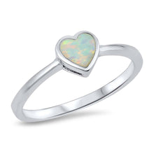 Load image into Gallery viewer, Sterling Silver Heart Shape White Lab Opal RingsAnd Face Height 7mm