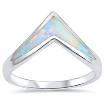 Load image into Gallery viewer, Sterling Silver Wave Shape White Lab Opal RingsAnd Face Height 9mm