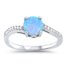 Load image into Gallery viewer, \r\nSterling Silver Ring With White Lab Opal Center and Clear CZ StonesAnd Face Height of 7 MM\r\nFace Height of 7 mm