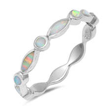 Load image into Gallery viewer, Sterling Silver Oval And Round Shape White Lab Opal RingsAnd Face Height 3mm