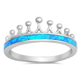 Sterling Silver Crown Shape Blue Lab Opal RingsAnd Face Height 8mm