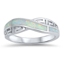 Load image into Gallery viewer, Sterling Silver Infinity Shape White Lab Opal RingsAnd Face Height 6mm