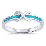 Sterling Silver Infinity Light Blue Lab Opal RingsAnd Face Height 5mm