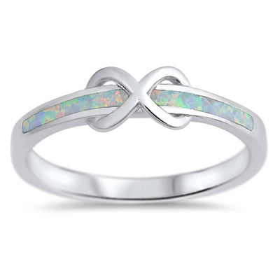Sterling Silver Infinity White Lab Opal RingsAnd Face Height 5mm