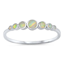 Load image into Gallery viewer, Sterling Silver Rounds White Lab Opal RingsAnd Face Height 4mm