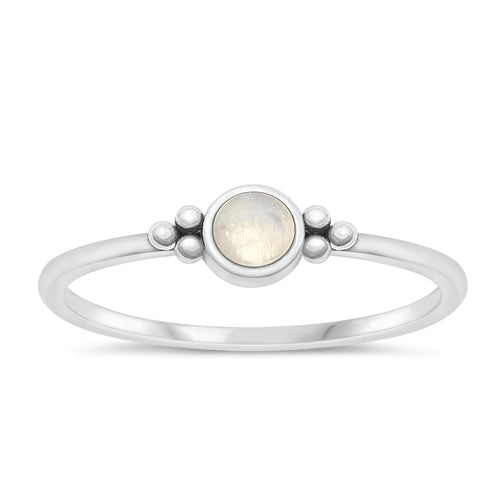 Sterling Silver Oxidized Round Moonstone Ring