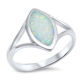 Sterling Silver Pear Shape White Lab Opal RingsAnd Face Height 15mm