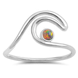 Sterling Silver Wave Shaped Black Lab Opal Ring