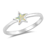 Sterling Silver Star Shaped White Lab Opal Ring