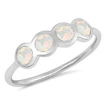 Load image into Gallery viewer, Sterling Silver Round Shaped White Lab Opal Ring