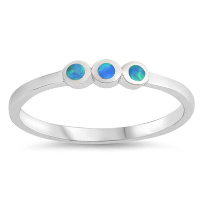Sterling Silver Dots Shaped Blue Lab Opal Ring