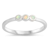 Sterling Silver Dots Shaped White Lab Opal Ring