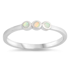 Sterling Silver Dots Shaped White Lab Opal Ring