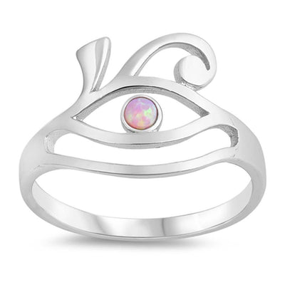 Sterling Silver Eye Shaped Pink Lab Opal Ring