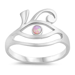 Sterling Silver Eye Shaped Pink Lab Opal Ring