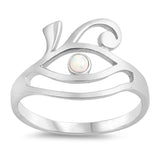 Sterling Silver Eye Shaped White Lab Opal Ring