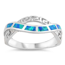 Load image into Gallery viewer, Sterling Silver Curve Shaped Blue Lab Opal Ring