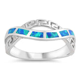 Sterling Silver Curve Shaped Blue Lab Opal Ring