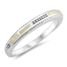 Load image into Gallery viewer, Sterling Silver Round Shaped White Lab Opal Ring