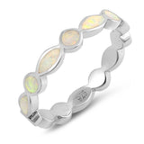 Sterling Silver Oval Shaped White Lab Opal Ring