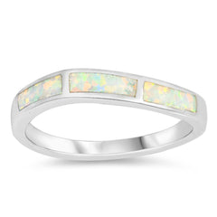Sterling Silver Square Shaped White Lab Opal Ring