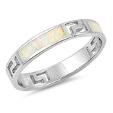 Sterling Silver Rectangular Shaped White Lab Opal Ring