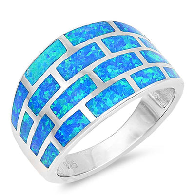 Sterling Silver Fashion Stimulated Blue Lab Opal Ring