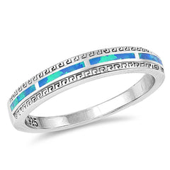 Sterling Silver Eternity Blue Lab Opal Ring