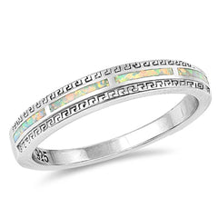Sterling Silver Eternity White Lab Opal Ring